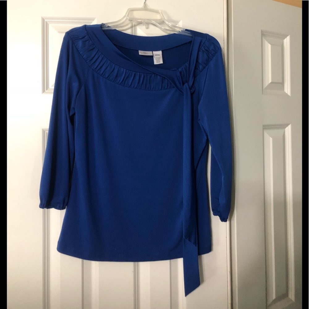 Royal Blue Dress Top with Tie - Size M